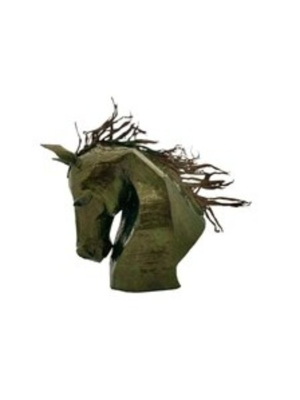 Horse Bust Equestrian Sculpture Handcrafted Paper Mache Brutalist Style Decor